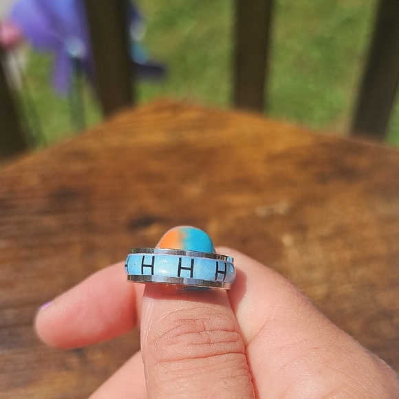 None Jewelry - Blue Initial H Ring